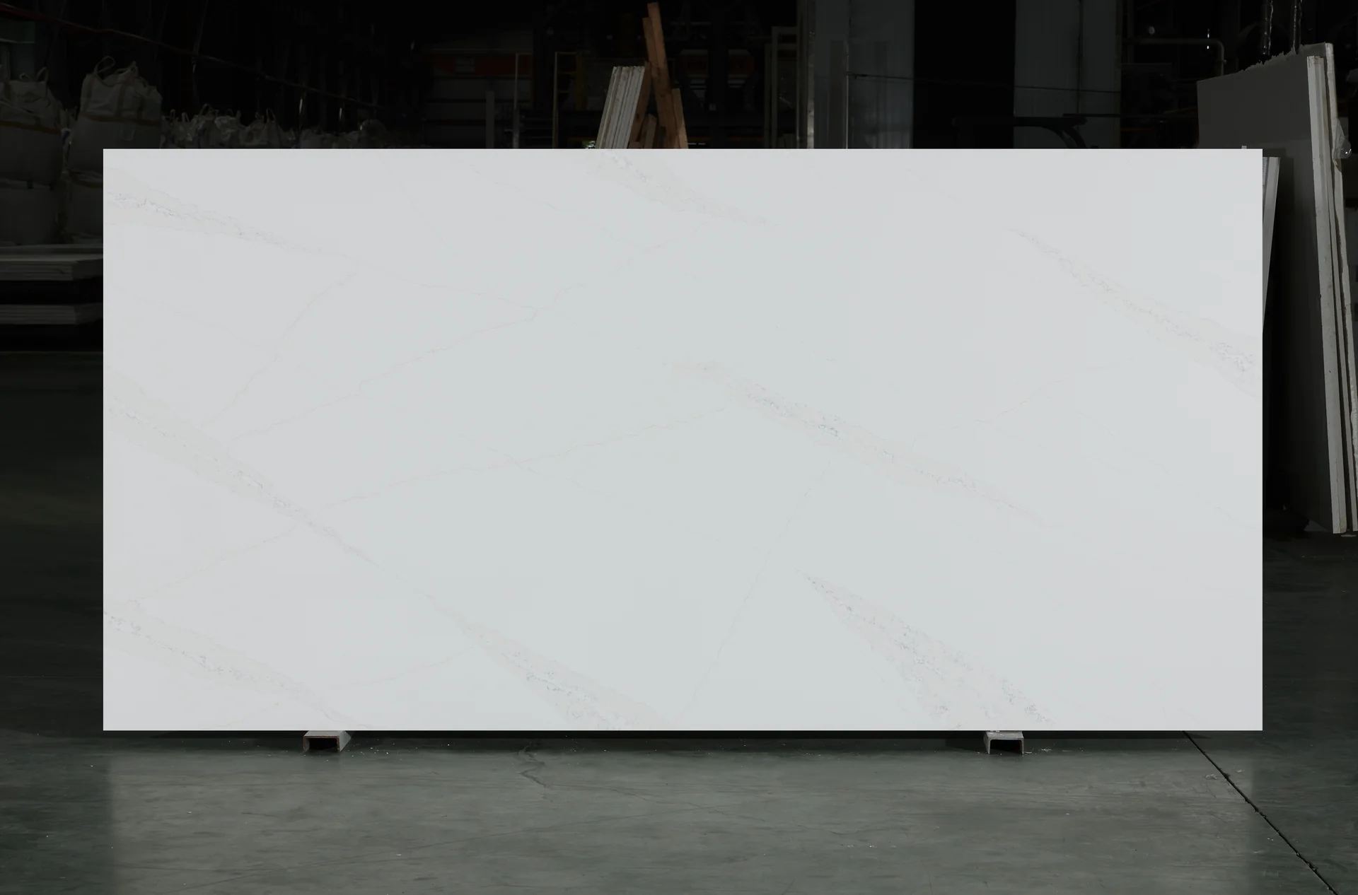 Calacatta Pryoxen full slab showing its veining pattern